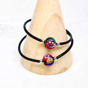 Murano Millefiori Glass Mosaic Bead Bracelet Memory Wire Wrap Dainty Minimalist